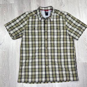 The North Face Shirt Pine Knot Woven Mens Size L Brown Black Plaid Short Sleeve